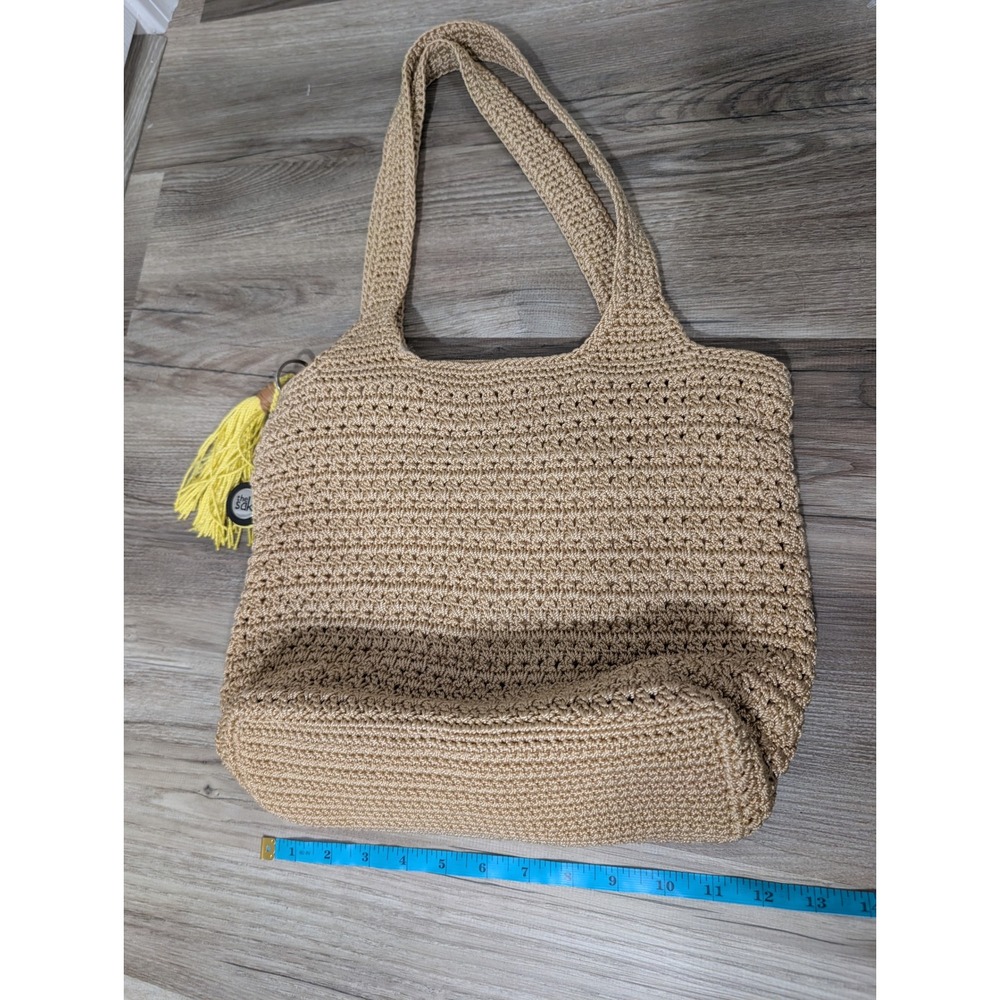 The Sak Casual Classic Crochet Tote, Tan, Woven Shoulder Bag, Boho, Minimalist